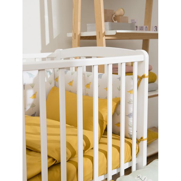 Простыня на резинке детская из сатина горчичного цвета из коллекции essential 70х140х20 см