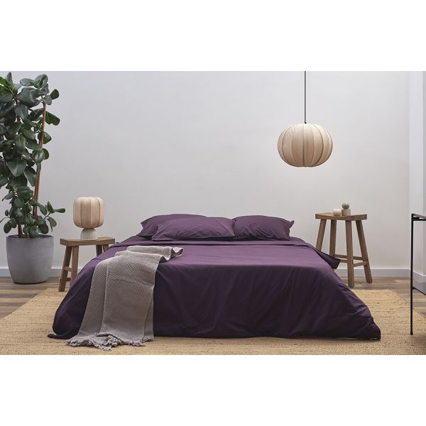 Простыня из стираного перкаля сливового цвета из коллекции essential, 240х270 см Tkano