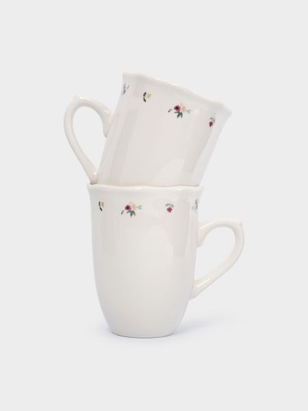 Кружка 370 мл, 2 шт, фарфор, белая, Цветы, Meadow
