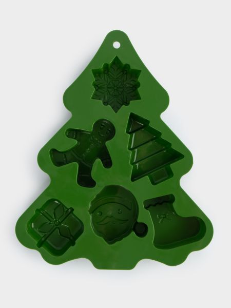 Форма для выпечки кексов 23х18 см, 6 отд, силикон, зеленая, Елка, Muffin ANNA LAFARG