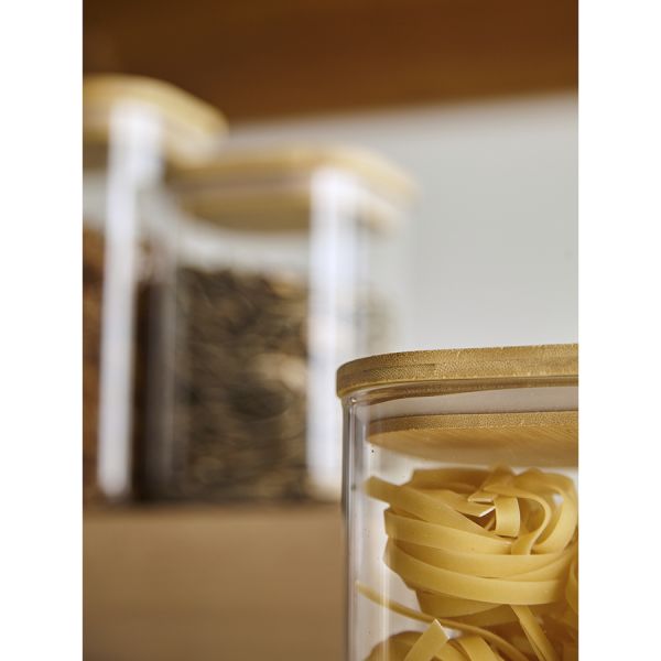 Банка для хранения квадратная glass bamboo 1.5 л Smart Solutions