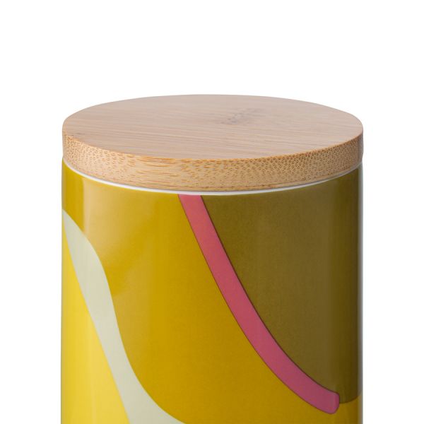 Банка для хранения горчичного цвета с авторским принтом из коллекции freak fruit  275мл