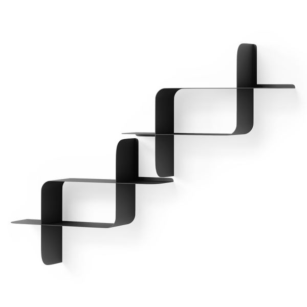 Набор металлических настенных полок montage, 2 шт, черные Umbra
