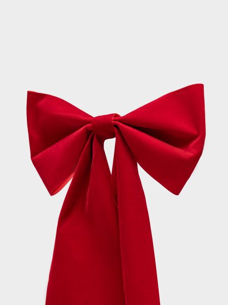 Украшение декоративное 35x100 см, на клипсе, полиэстер, красное, Бант, New year
