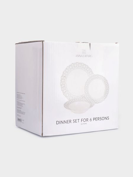 Сервиз обеденный на 6 персон, 18 предметов, фарфор, белый, Орнамент, Greco