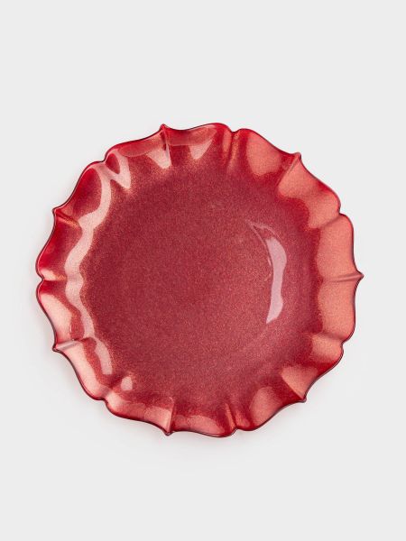 Тарелка обеденная 28 см, стекло, красная, Seville Anna Lafarg