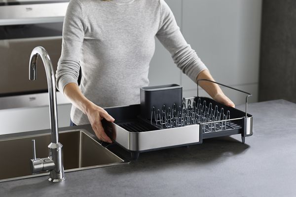 Сушилка для посуды раздвижная extend steel серая