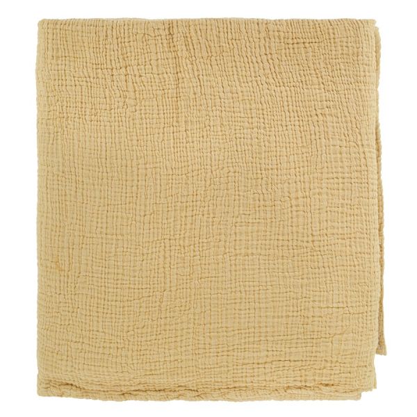 Покрывало из жатого хлопка горчичного цвета из коллекции essential, 230х250 см Tkano