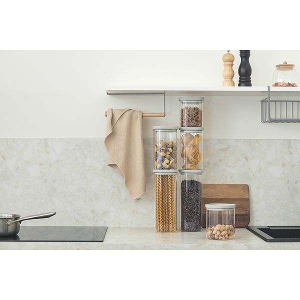 Банка для хранения стеклянная с крышкой 2 л, светло-серая Smart Solutions