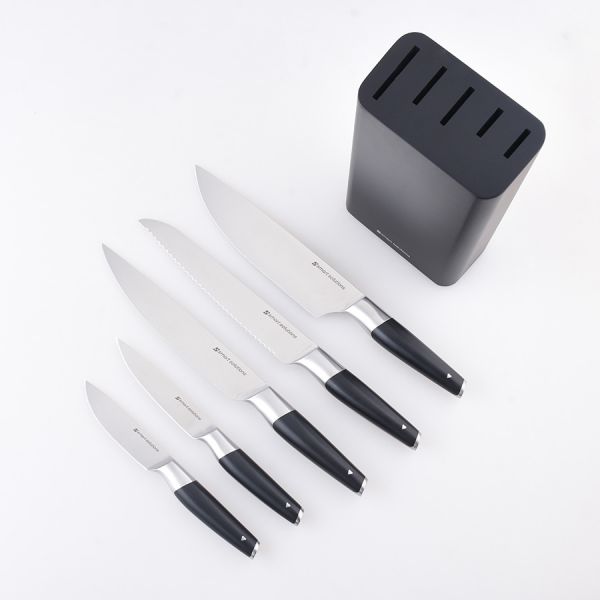Набор ножей кухонных с подставкой prime, 5 шт, черный Smart Solutions