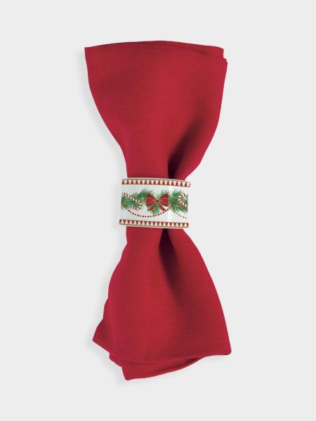 Кольцо для салфеток, 4,5 см, 4 шт, фарфор, белое, Новогодняя гирлянда, Magie de Noel
