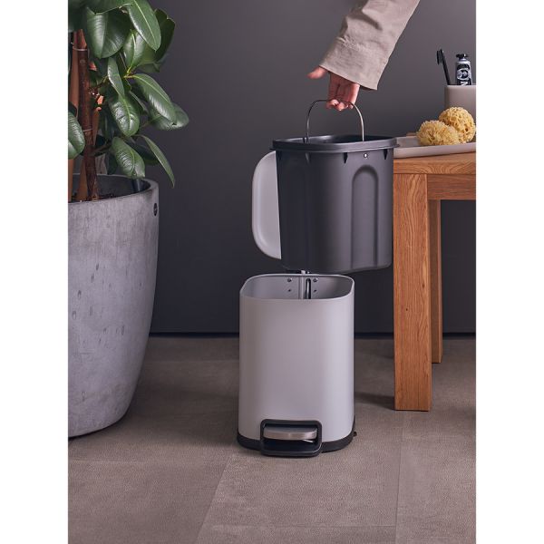 Ведро мусорное с педалью, светло-серое, 6 л Smart Solutions