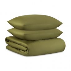 Комплект постельного белья из премиального сатина оливкового цвета из коллекции essential, 150х200 см Tkano