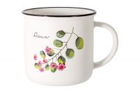 Кружка 400 мл, фарфор, белая, Ветка брусники, Herbarium ANNA LAFARG