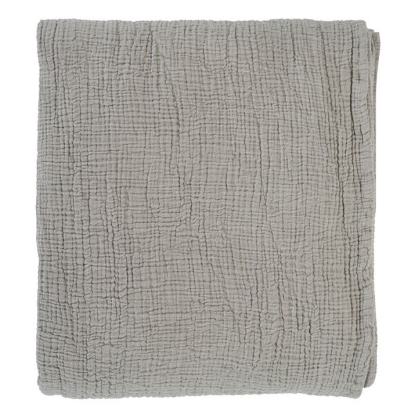Покрывало из жатого хлопка серого цвета из коллекции essential, 230х250 см Tkano