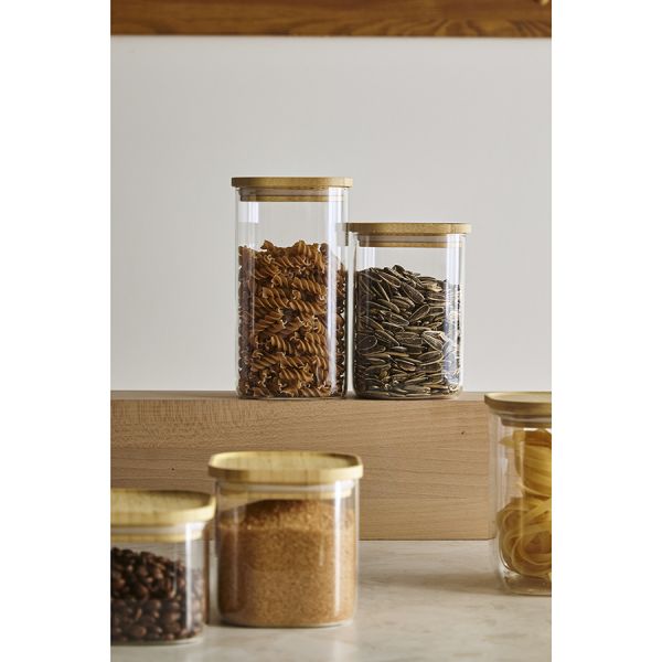 Банка для хранения квадратная glass bamboo 1.4 л Smart Solutions