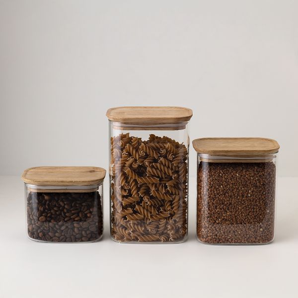 Банка для хранения прямоугольная glass acacia, 950 мл Smart Solutions