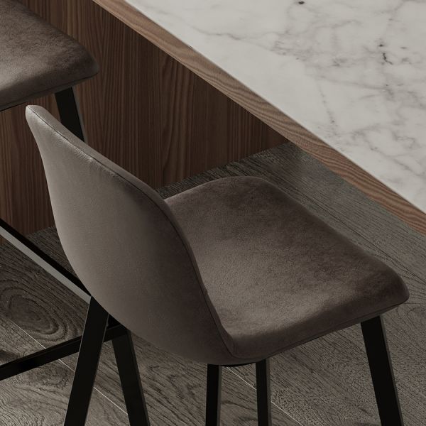 Стул барный Hugh экокожа серо-коричневый Bergenson Bjorn