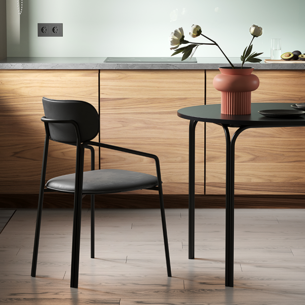 Стул ror round велюр черный/черный