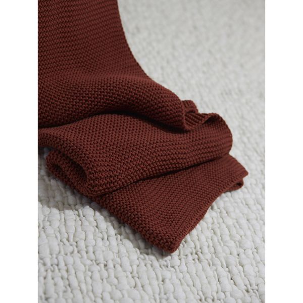 Плед из хлопка жемчужной вязки терракотового цвета из коллекции essential, 130х180 см Tkano