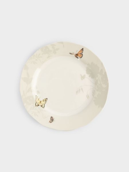Тарелка десертная 19 см, 2 шт, фарфор, серая, Бабочки, Butterfly garden