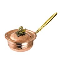 Сотейник медный с лужением кованый с крышкой 'Чеснок' с резной ручкой КМ