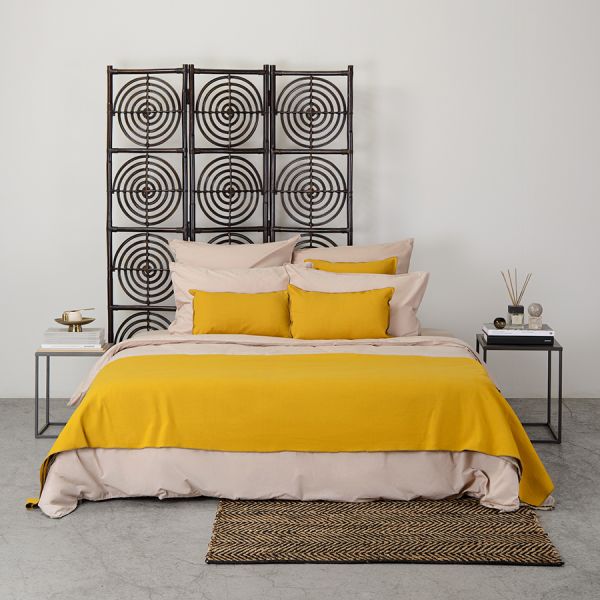 Комплект постельного белья двуспальный бежевого цвета из органического стираного хлопка из коллекции essential Tkano