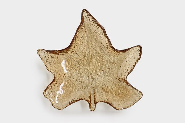 Блюдо 22х23 см, стекло, янтарное, Кленовый лист, Autumn forest ANNA LAFARG
