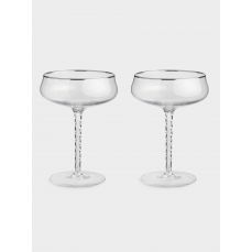 Бокал-креманка для шампанского 280 мл, 2 шт, стекло, с серебристым кантом, Rhapsody ANNA LAFARG