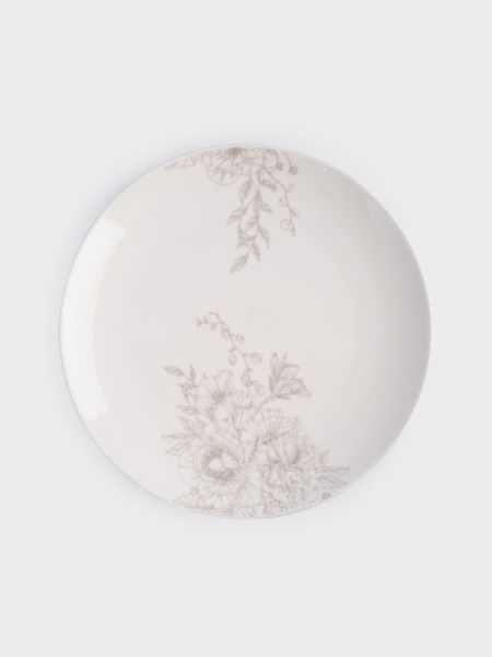 Сервиз обеденный на 6 персон, 18 предметов, фарфор, белый, Бежевые цветы, Lorenzo