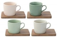 Набор из 4-х чашек для кофе Время отдыха, 0,11 л, зелёный, пудровый и серый Easy Life