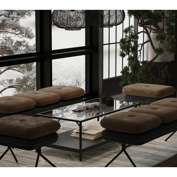 Пуф pea, велюр, бежевый/сине-зеленый Bergenson Bjorn