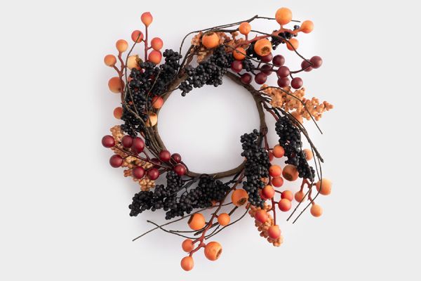 Венок декоративный 13/28 см, пенопласт/бумага, Ягоды, Bright pumpkin ANNA LAFARG
