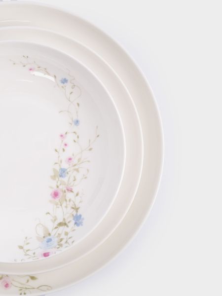 Сервиз обеденный на 6 персон, 18 предметов, фарфор, белый, Цветы, Gentle garden