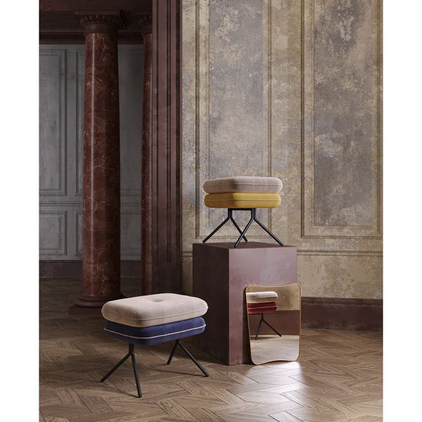 Пуф pea, велюр, бежевый/темно-синий Bergenson Bjorn