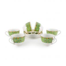 Набор чайных пар АККУ Лето из костяного фарфора на 6 персон 12 предметов
