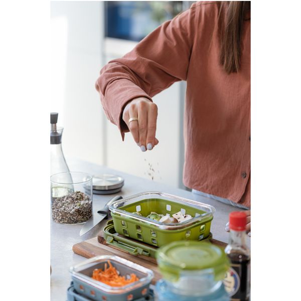 Контейнер для запекания, хранения и переноски продуктов в чехле, 1050 мл, зеленый Smart Solutions