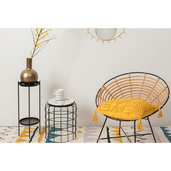 Чехол на подушку макраме горчичного цвета из коллекции ethnic 35х60 см