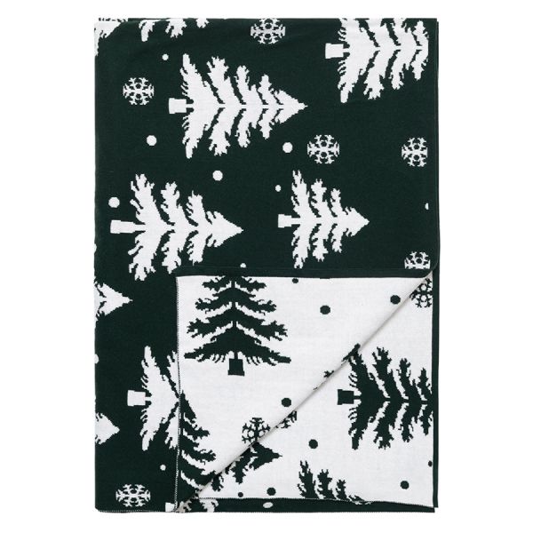 Плед вязаный с новогодним рисунком Морозный Лес из коллекции new year essential,130х180 см Tkano
