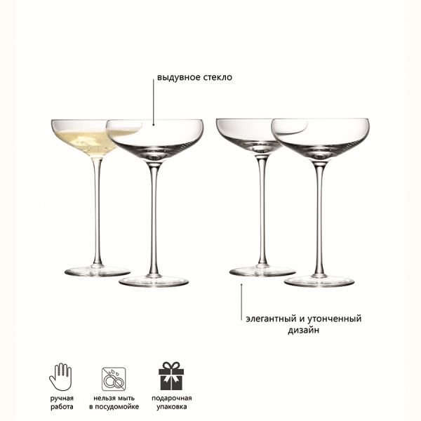 Набор из 4 бокалов-креманок Wine 300 мл