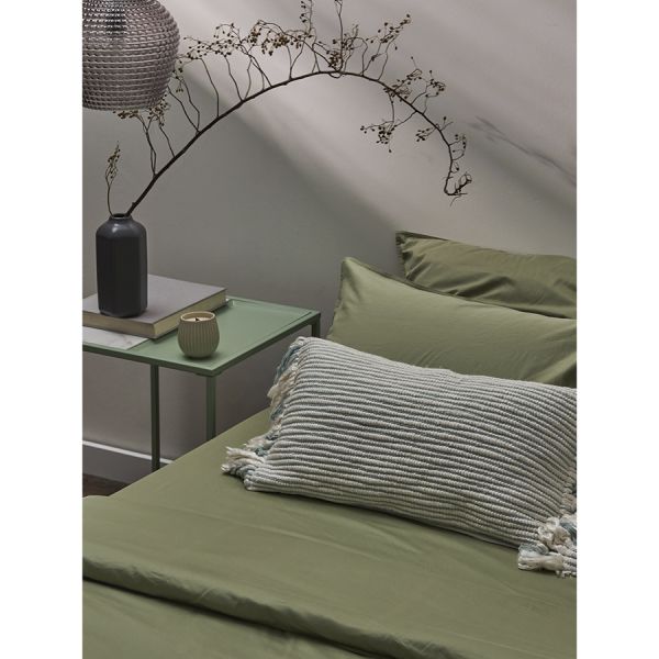 Набор из двух наволочек из сатина цвета шалфея с брашинг-эффектом из коллекции essential Tkano