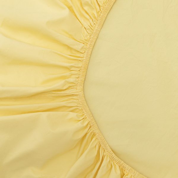 Простыня на резинке из стираного перкаля светло-желтого цвета из коллекции essential, 180х200х30 см Tkano