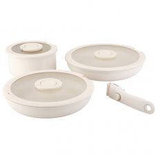 Набор посуды для приготовления со съемной ручкой smart ceramic, 7 предметов, цвета топленого молока Smart Solutions
