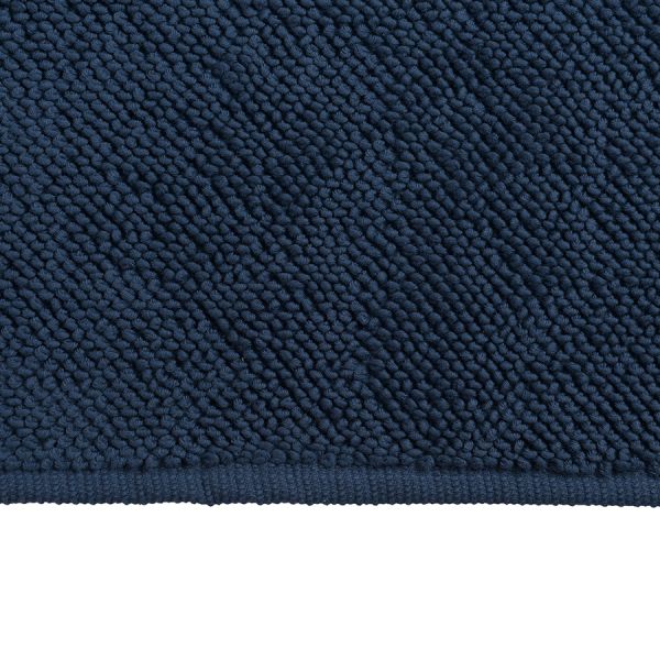 Коврик для ванной ворсовый из чесаного хлопка темно-синего цвета из коллекции essential