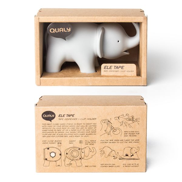 Диспенсер для скотча elephant, черный Qualy