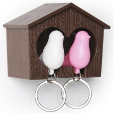 Держатель для ключей duo sparrow, коричневый/белый/розовый Qualy