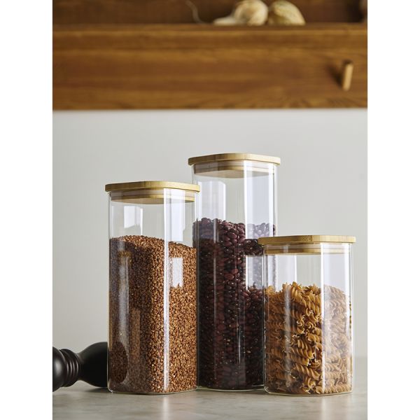 Банка для хранения квадратная glass bamboo 1.4 л Smart Solutions