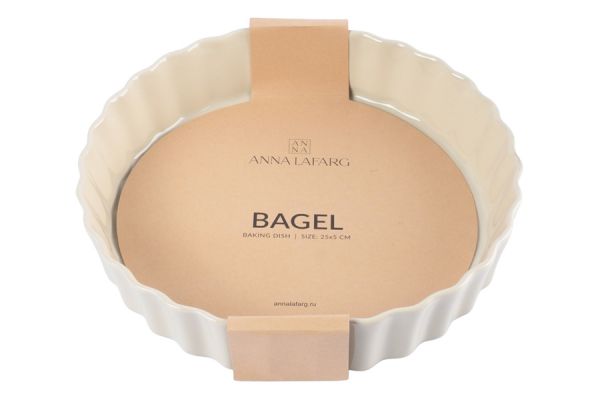 Форма для запекания 25 см круглая, бежевая, Ребристый край, Bagel ANNA LAFARG
