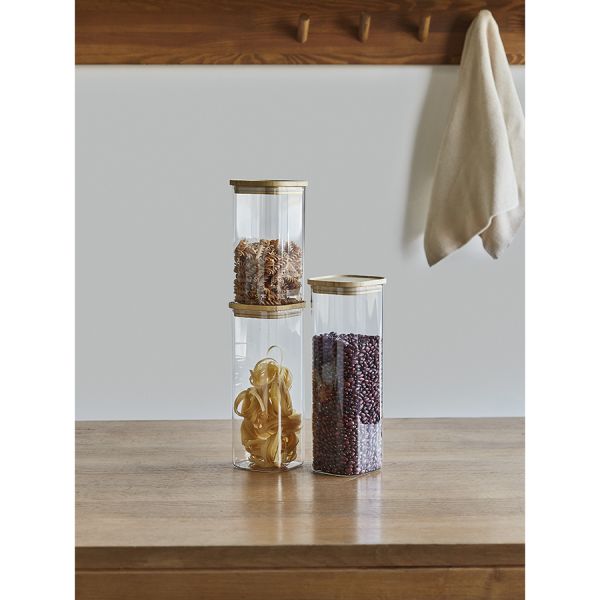 Банка для хранения квадратная glass bamboo 1.4 л Smart Solutions