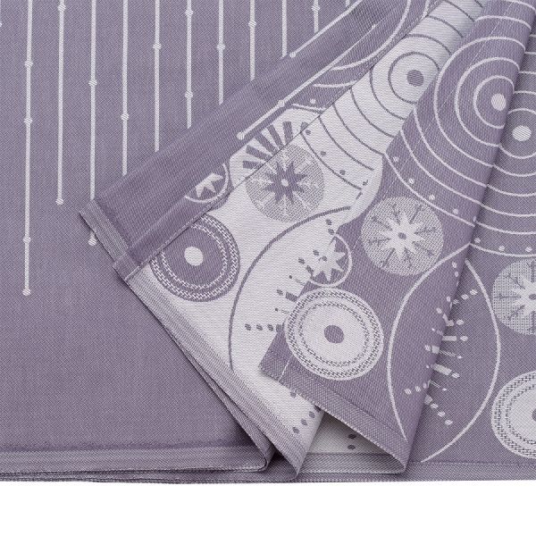 Скатерть из хлопка фиолетово-серого цвета с рисунком Ледяные узоры new year essential 180х180см